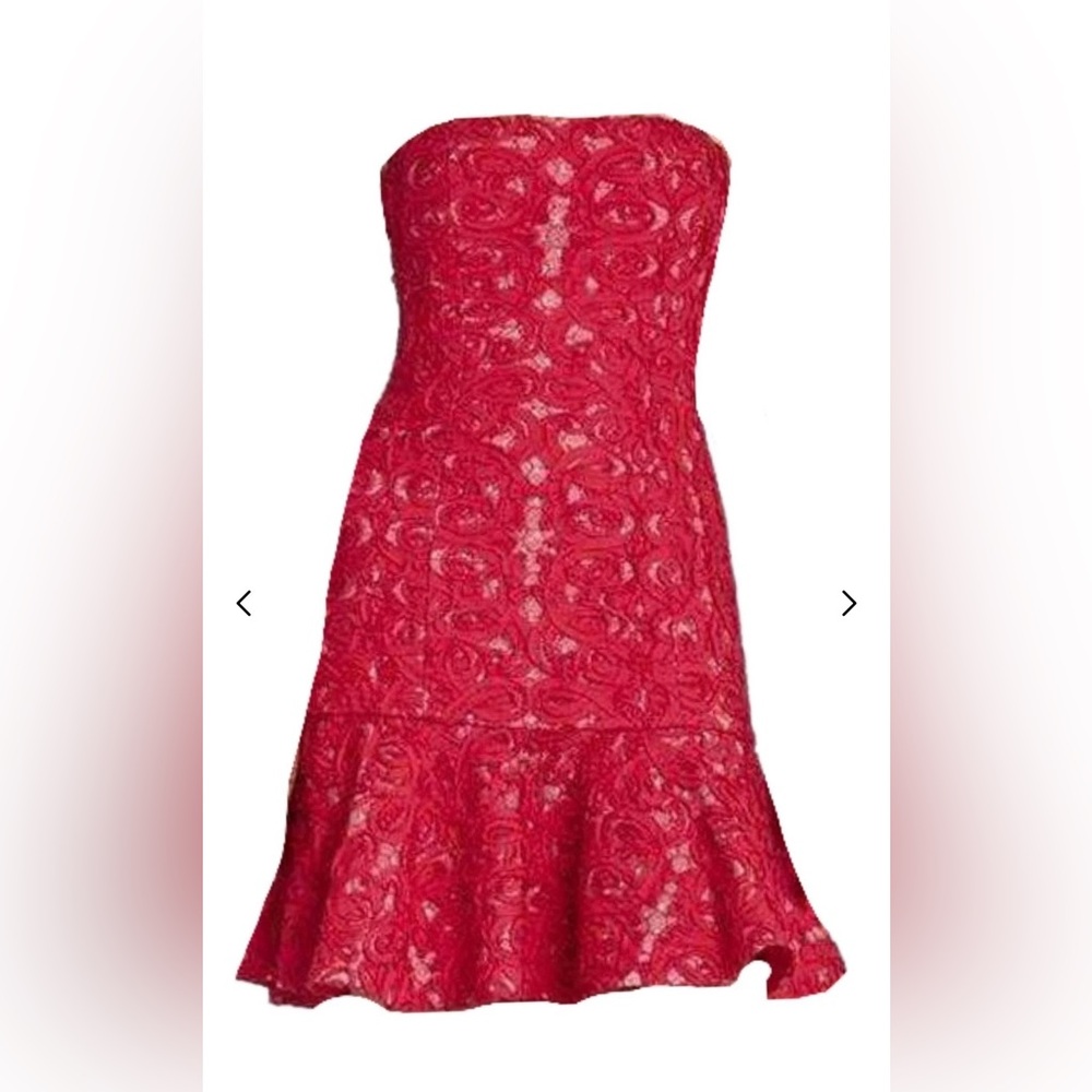 BCBGMaxAzria Marina Strapless Dress in Color Rio Red